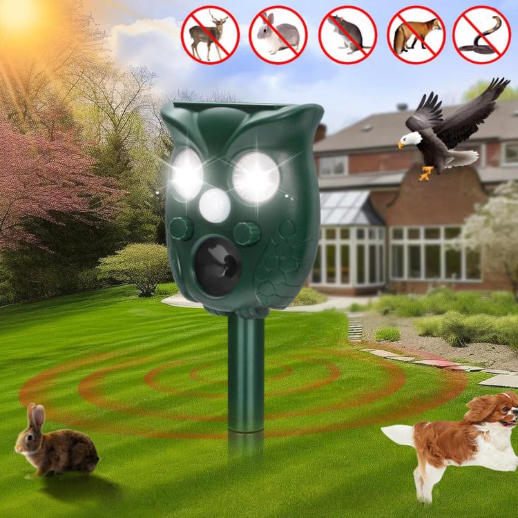 Repellente per animali da esterno a ultrasuoni, alimentato a energia solare e con frequenza regolabile su cinque livelli., 709