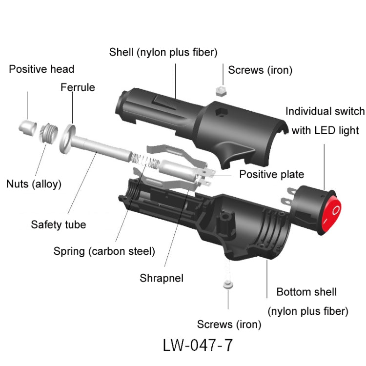 Indicatore LED per auto 15A con presa accendisigari interruttore, LW-047-7
