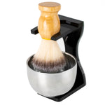Set di pennelli per barba da uomo in schiuma manuale da 3 pezzi/set, Nylon Wool Black, Nylon Wool Silver, Badger Hair Silver, Badger Hair Black