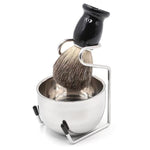 Set di pennelli per barba da uomo in schiuma manuale da 3 pezzi/set, Nylon Wool Black, Nylon Wool Silver, Badger Hair Silver, Badger Hair Black