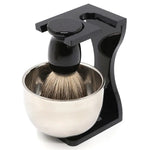 Set di pennelli per barba da uomo in schiuma manuale da 3 pezzi/set, Nylon Wool Black, Nylon Wool Silver, Badger Hair Silver, Badger Hair Black