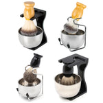 Set di pennelli per barba da uomo in schiuma manuale da 3 pezzi/set, Nylon Wool Black, Nylon Wool Silver, Badger Hair Silver, Badger Hair Black
