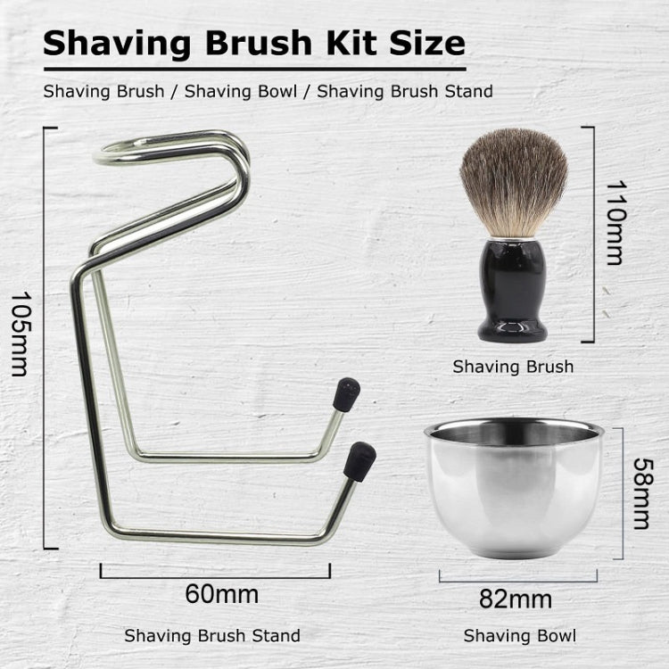 Set di pennelli per barba da uomo in schiuma manuale da 3 pezzi/set, Nylon Wool Black, Nylon Wool Silver, Badger Hair Silver, Badger Hair Black