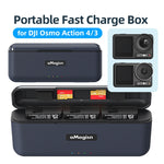 Caricabatterie rapido con custodia per DJI Action 4 e 3