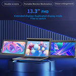 Doppi schermi IPS 13,3" FHD per laptop USB-C compatibili Windows