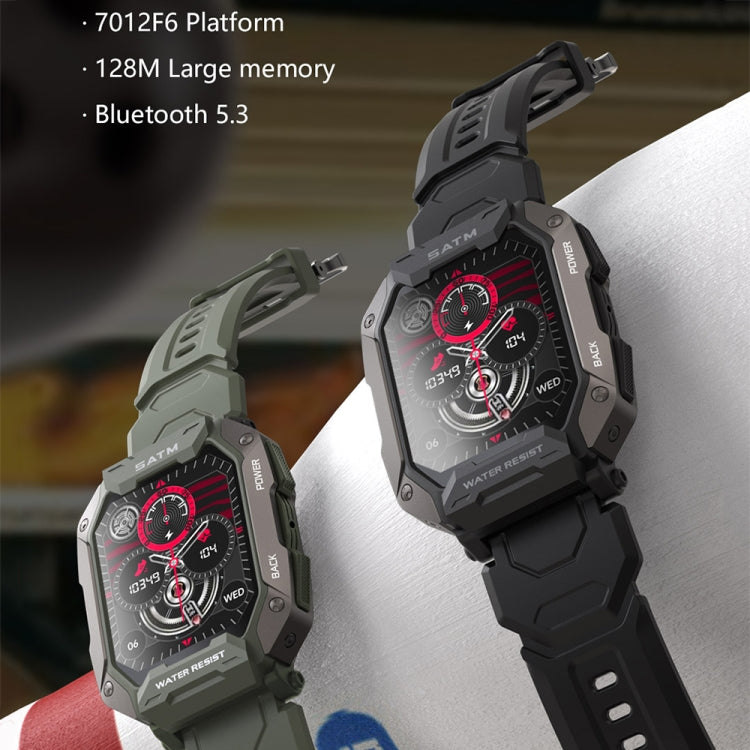 C20Plus Orologio intelligente per chiamate Bluetooth impermeabile con monitoraggio sanitario da 1,81 pollici, Black, Green, Camouflage Black, Camouflage Green, Black Leather, Brown Leather, Black Steel, Black Bamboo Knot, Black 3-Beads