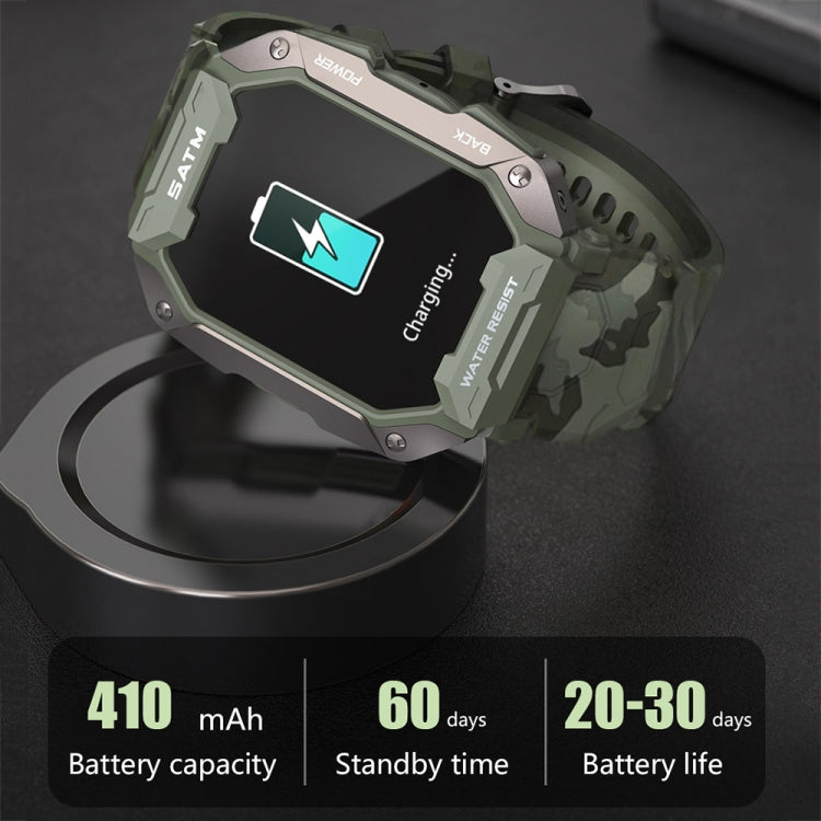 C20Plus Orologio intelligente per chiamate Bluetooth impermeabile con monitoraggio sanitario da 1,81 pollici, Black, Green, Camouflage Black, Camouflage Green, Black Leather, Brown Leather, Black Steel, Black Bamboo Knot, Black 3-Beads