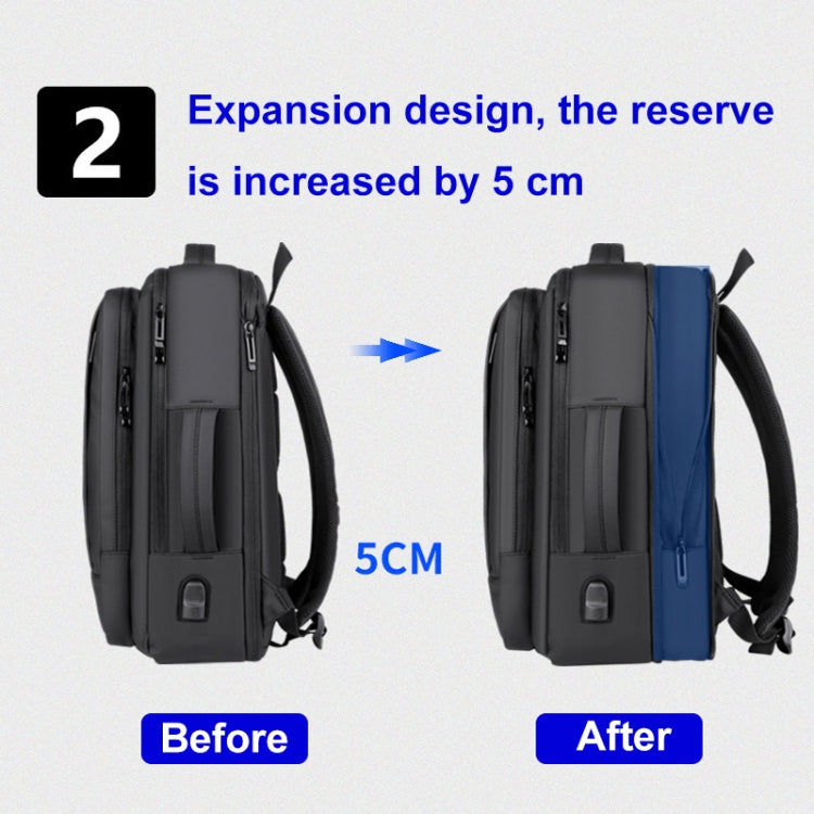 Zaino business espandibile impermeabile per laptop con porta USB
