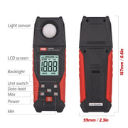 Misuratore di luce digitale Illuminamento Luxmetro Display LCD retroilluminato 0.1-200000LUX/0.01-20000FC Tester per sensore di luce, TA630A