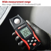 Misuratore di luce digitale Illuminamento Luxmetro Display LCD retroilluminato 0.1-200000LUX/0.01-20000FC Tester per sensore di luce, TA630A