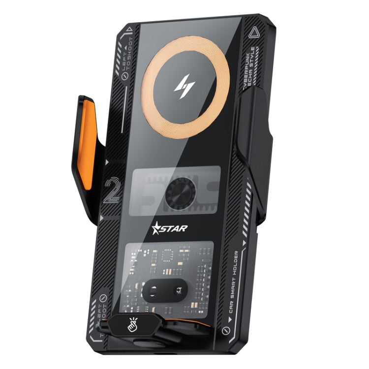 Supporto per telefono a induzione intelligente con caricatore per auto wireless con protocollo QI da 15 W, Black, Silver