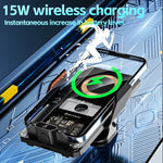Supporto per telefono a induzione intelligente con caricatore per auto wireless con protocollo QI da 15 W, Black, Silver