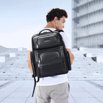 Zaino in pelle bovina con porta USB e Type-C 35x24x46cm