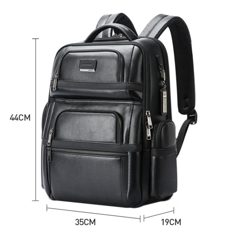 Zaino in pelle bovina con porta USB e Type-C 35x24x46cm