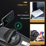 Zaino in pelle bovina con porta USB e Type-C 35x24x46cm