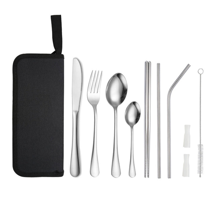 Set di posate portatili in acciaio inossidabile con coltello e forchetta da picnic all'aperto con custodia, A Model Silver, A Model Gold, A Model Black, B Model Silver, B Model Gold, B Model Black, C Model Silver, C Model Black