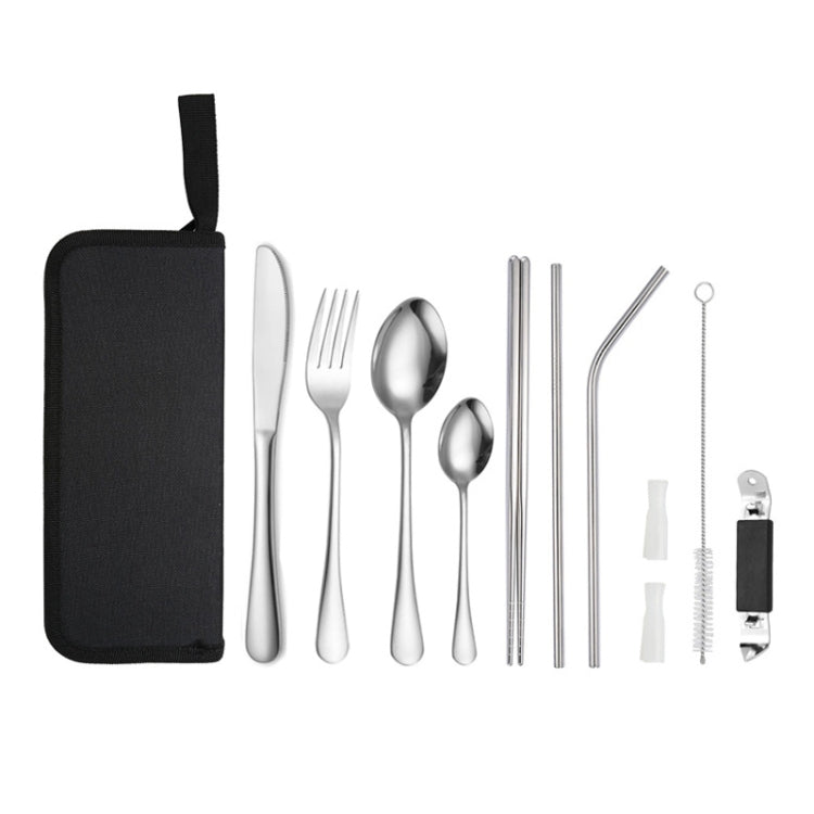 Set di posate portatili in acciaio inossidabile con coltello e forchetta da picnic all'aperto con custodia, A Model Silver, A Model Gold, A Model Black, B Model Silver, B Model Gold, B Model Black, C Model Silver, C Model Black