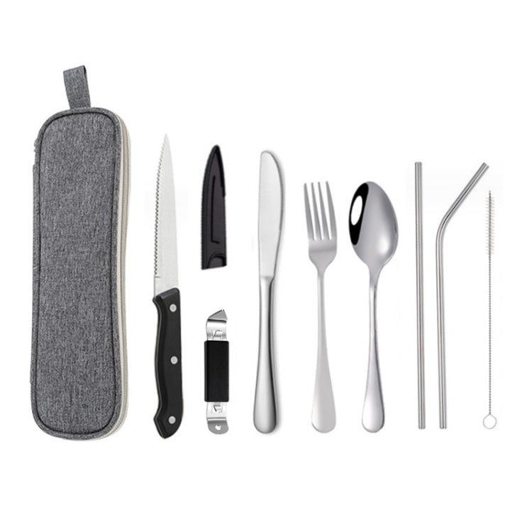Set di posate portatili in acciaio inossidabile con coltello e forchetta da picnic all'aperto con custodia, A Model Silver, A Model Gold, A Model Black, B Model Silver, B Model Gold, B Model Black, C Model Silver, C Model Black