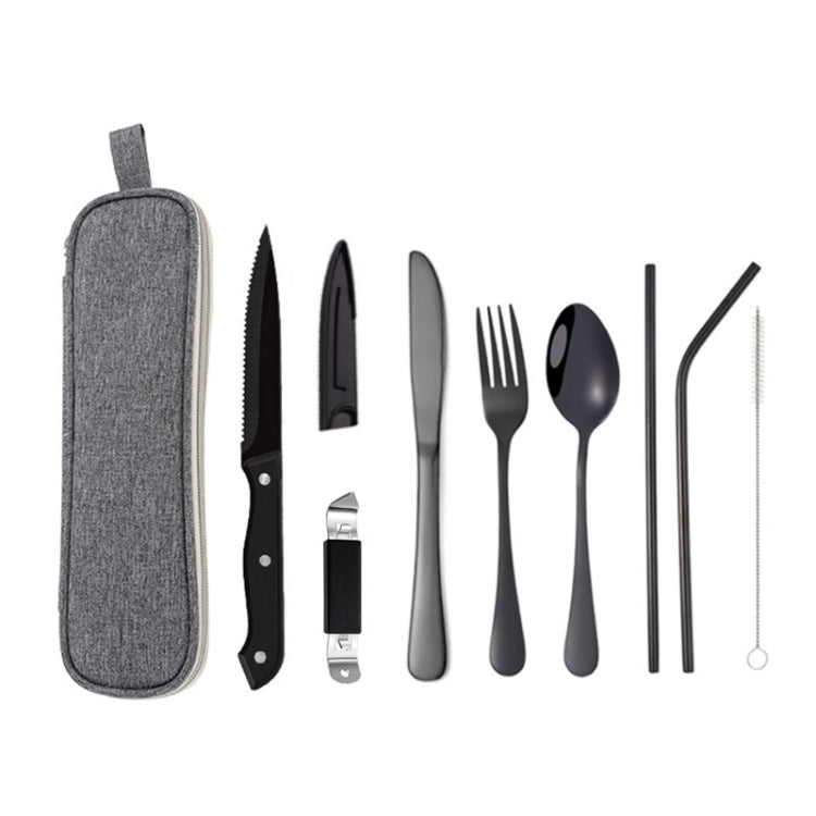 Set di posate portatili in acciaio inossidabile con coltello e forchetta da picnic all'aperto con custodia, A Model Silver, A Model Gold, A Model Black, B Model Silver, B Model Gold, B Model Black, C Model Silver, C Model Black