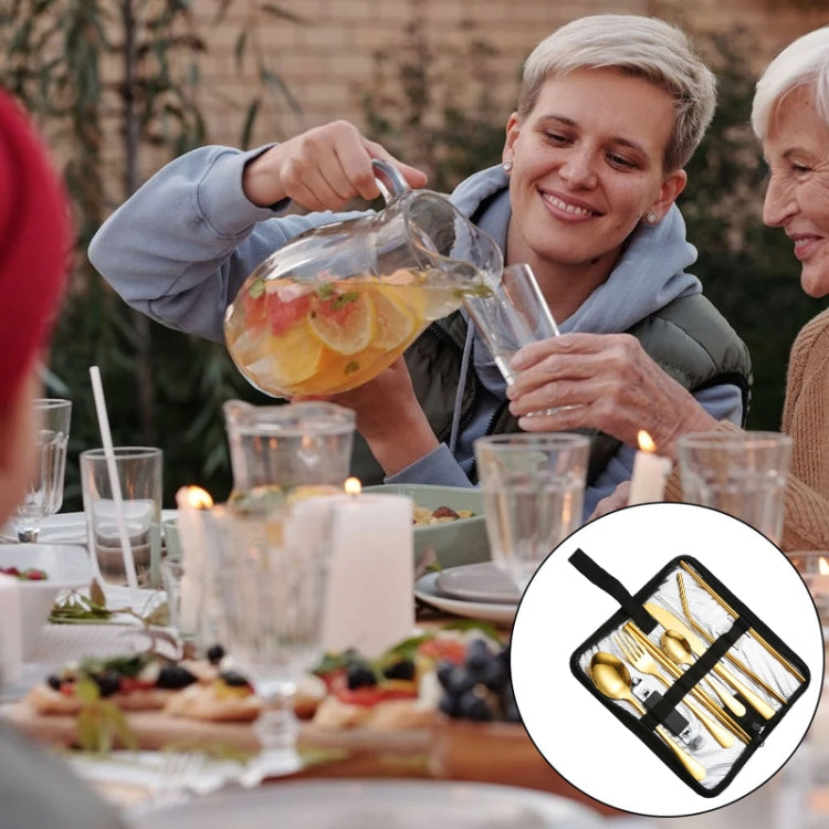 Set di posate portatili in acciaio inossidabile con coltello e forchetta da picnic all'aperto con custodia, A Model Silver, A Model Gold, A Model Black, B Model Silver, B Model Gold, B Model Black, C Model Silver, C Model Black