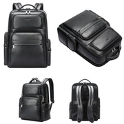 Bopai 61-98611 Zaino per laptop in pelle bovina impermeabile di grande capacità a primo strato con porta USB + tipo C, 61-98611