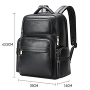 Bopai 61-98611 Zaino per laptop in pelle bovina impermeabile di grande capacità a primo strato con porta USB + tipo C, 61-98611
