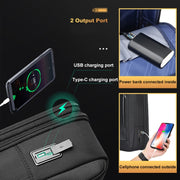 Bopai AL-61-122631B Zaino per laptop in pelle di vacchetta di grande capacità con porta USB+Type-C, AL-61-122631B