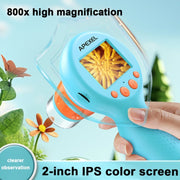 Il microscopio per bambini con schermo IPS APEXEL MS201 800x da 2,0 pollici supporta l'acquisizione di foto e video