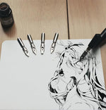 Set di penne per calligrafia con barra inclinata, penna per cartoni animati Manga con pennino a 5 penne