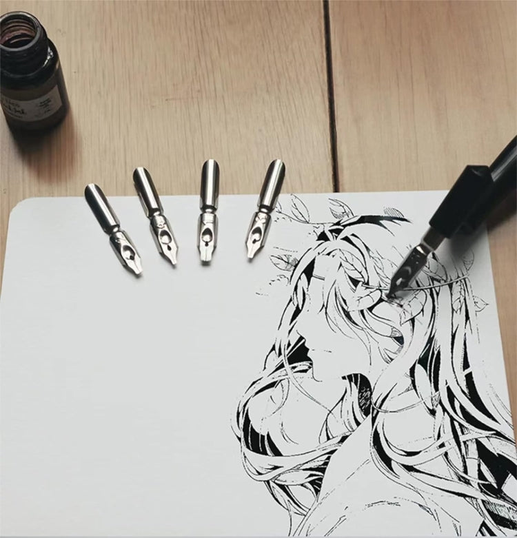 Set di penne per calligrafia con barra inclinata, penna per cartoni animati Manga con pennino a 5 penne