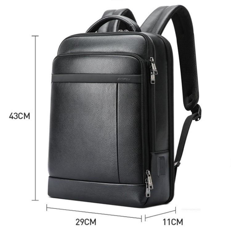 Zaino lavoro in pelle bovina con porta USB e Type-C