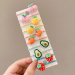 10 pz/set Fasce per capelli adorabili per bambini Anello per capelli piccolo infrangibile per bambini, Flowers 1, Avocado, Fruits And Vegetables, Flowers 2, Colorful Eight Petal Flowers, Pink Candy, Frog Animals, Ice Cream, Watermelon Fruits           ...