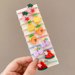 10 pz/set Fasce per capelli adorabili per bambini Anello per capelli piccolo infrangibile per bambini, Flowers 1, Avocado, Fruits And Vegetables, Flowers 2, Colorful Eight Petal Flowers, Pink Candy, Frog Animals, Ice Cream, Watermelon Fruits           ...