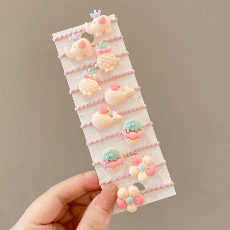 10 pz/set Fasce per capelli adorabili per bambini Anello per capelli piccolo infrangibile per bambini, Flowers 1, Avocado, Fruits And Vegetables, Flowers 2, Colorful Eight Petal Flowers, Pink Candy, Frog Animals, Ice Cream, Watermelon Fruits           ...