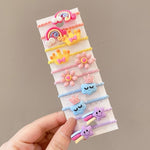 10 pz/set Fasce per capelli adorabili per bambini Anello per capelli piccolo infrangibile per bambini, Flowers 1, Avocado, Fruits And Vegetables, Flowers 2, Colorful Eight Petal Flowers, Pink Candy, Frog Animals, Ice Cream, Watermelon Fruits           ...