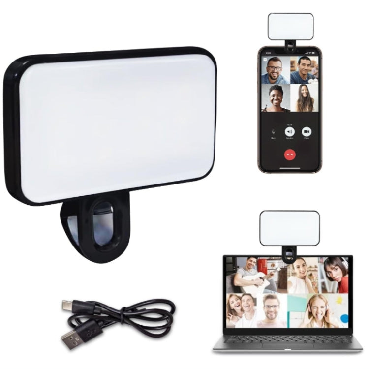 Clip per selfie con luce di riempimento ricaricabile a 3 temperature per telefono, laptop, tablet per riunioni, 24 LEDs