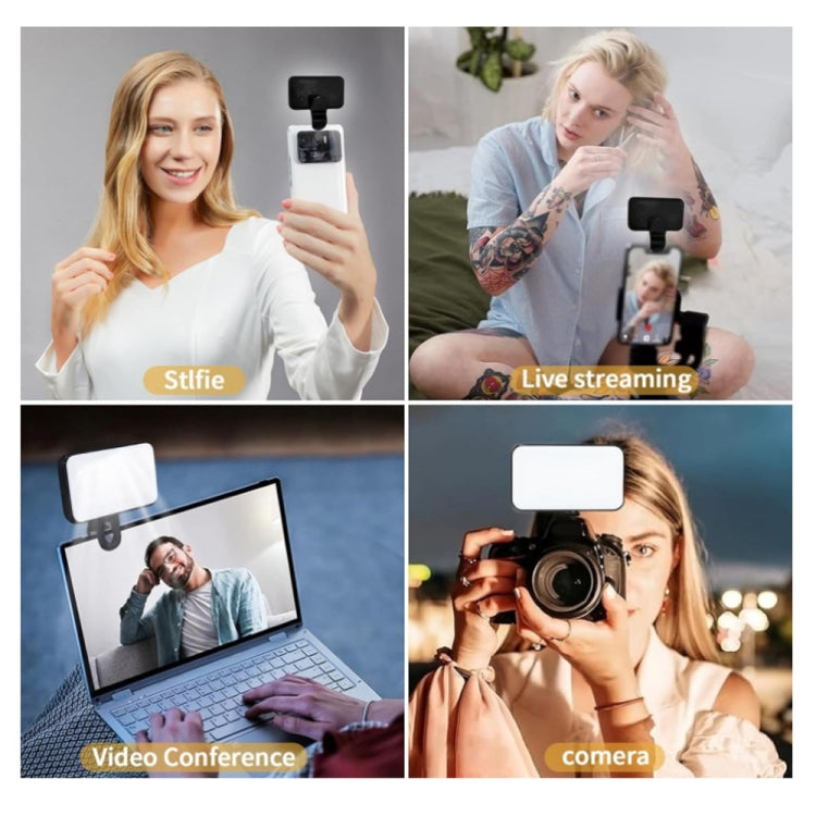 Clip per selfie con luce di riempimento ricaricabile a 3 temperature per telefono, laptop, tablet per riunioni, 24 LEDs