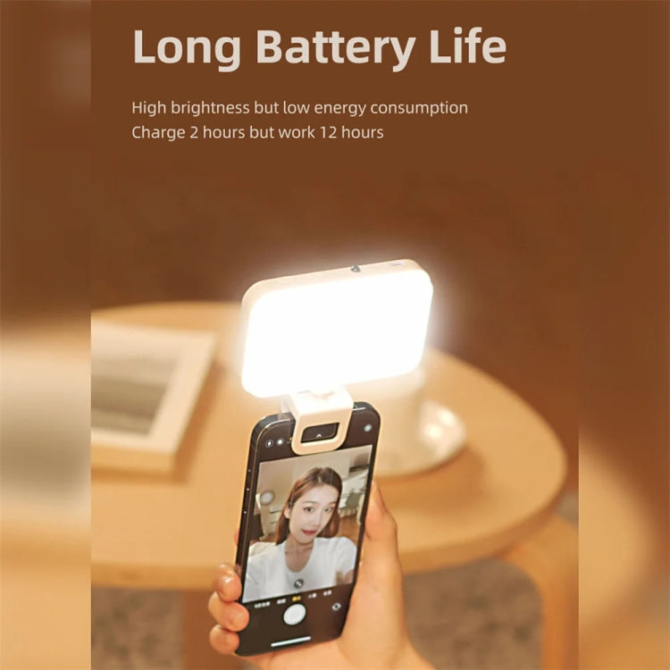 66 LED Selfie Fill Light Ricaricabile 3 modalità Luce tascabile con clip per telefono, laptop, tablet per riunioni, 66 LEDs  White, 66 LEDs  Black