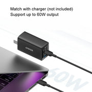 ANKER A81E1 Cavo di ricarica veloce a doppia testa per telefono cellulare doppio tipo C da 0,9 m 60 W