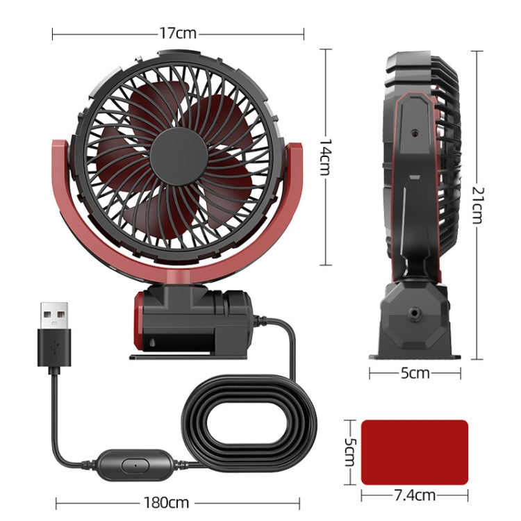Ventola USB a testa singola con sterzo pieghevole per auto, Single-Head
