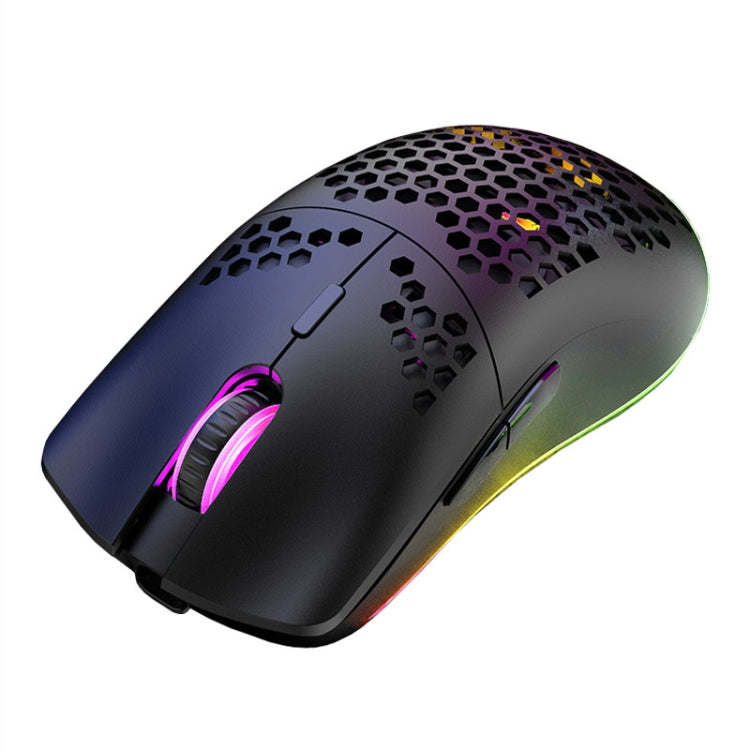 XUNSVFOX XYH80 Mouse da gioco wireless ricaricabile con foro cavo Mouse da ufficio per computer con luce RGB, XYH80