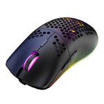 XUNSVFOX XYH80 Mouse da gioco wireless ricaricabile con foro cavo Mouse da ufficio per computer con luce RGB, XYH80