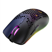 XUNSVFOX XYH80 Mouse da gioco wireless ricaricabile con foro cavo Mouse da ufficio per computer con luce RGB, XYH80