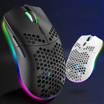 XUNSVFOX XYH80 Mouse da gioco wireless ricaricabile con foro cavo Mouse da ufficio per computer con luce RGB, XYH80