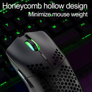 XUNSVFOX XYH80 Mouse da gioco wireless ricaricabile con foro cavo Mouse da ufficio per computer con luce RGB, XYH80