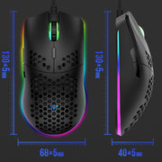 XUNSVFOX XYH90 Mouse con foro cavo cablato Mouse da gioco con programmazione macro illuminato RGB, XYH90
