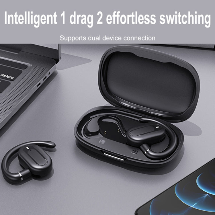 Auricolari Bluetooth con audio esterno stereo di tipo gancio con contenitore di ricarica