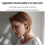 Auricolari Bluetooth con audio esterno stereo di tipo gancio con contenitore di ricarica
