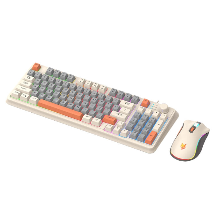 XUNSVFOX K820 Set tastiera e mouse da gioco cablato con sensazione meccanica a 94 tasti