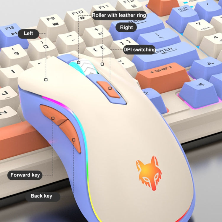 XUNSVFOX K820 Set tastiera e mouse da gioco cablato con sensazione meccanica a 94 tasti